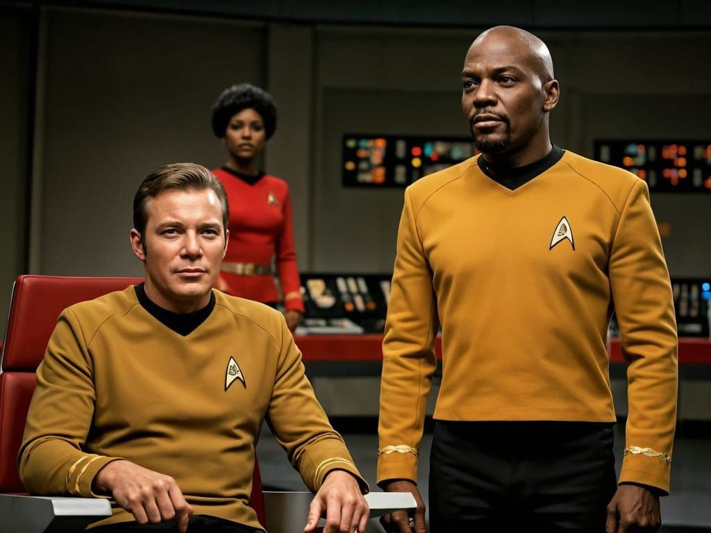 Time travelling Benjamin Sisko in "Trials and Tribble-ations" DS9 episode