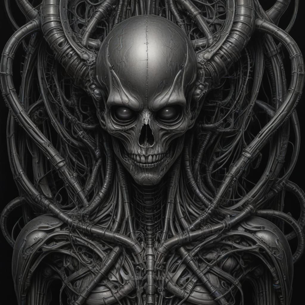 Dark, Expressive Charcoal Drawing in the Style of Hyper-Real...