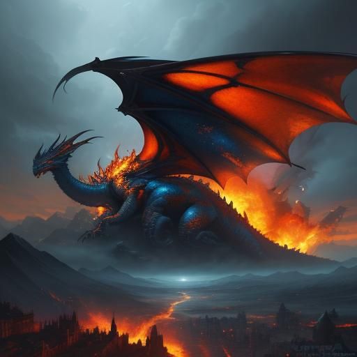 Dragons Clash in Fiery Fantasy Battle