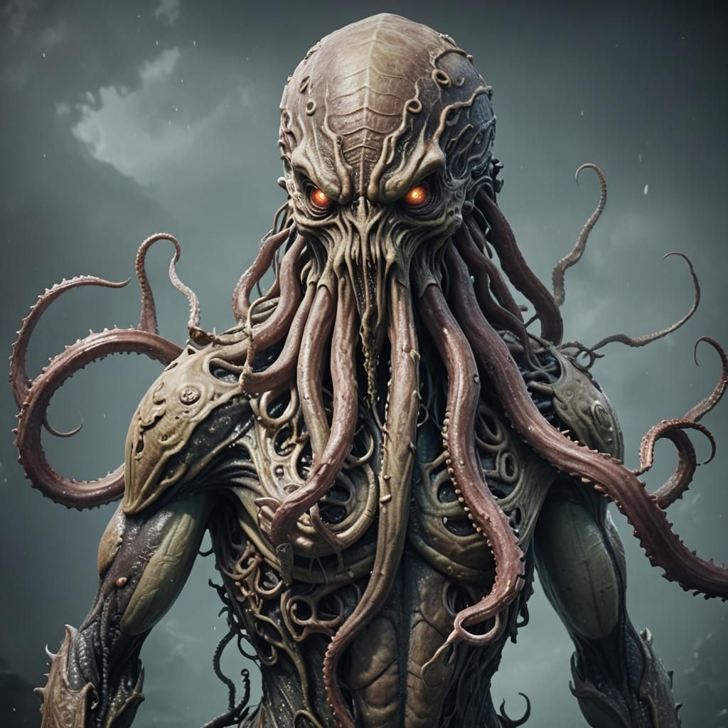 Detailed Cinematic Kraken with Humanoid Features