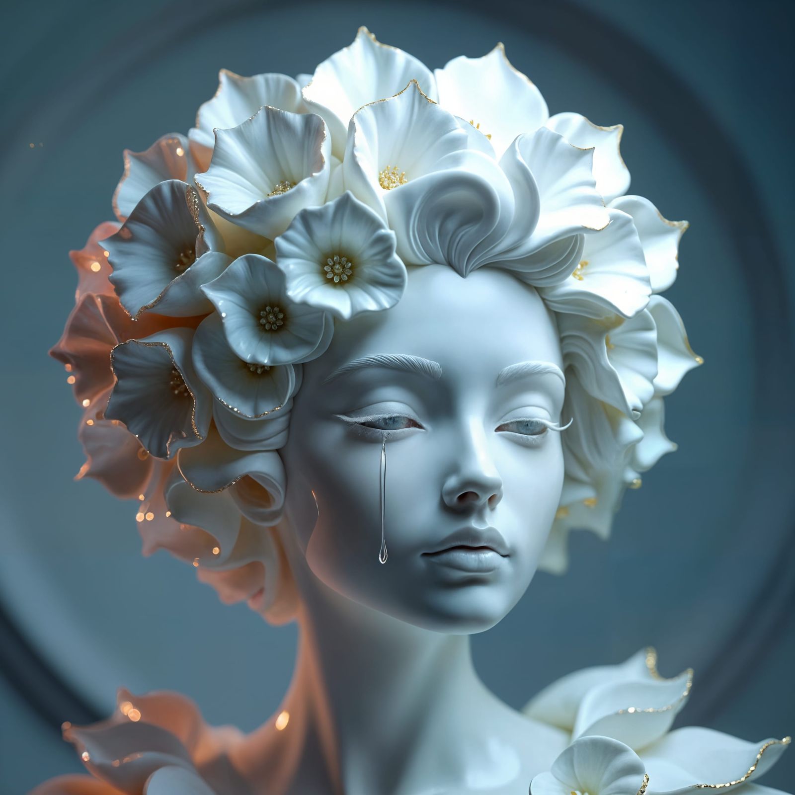 Ethereal Porcelain Flower Hairstyle in 4K