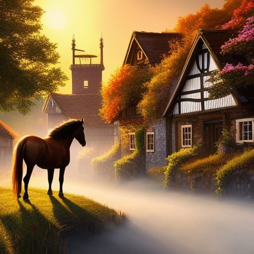 Morning atmosphere in the village