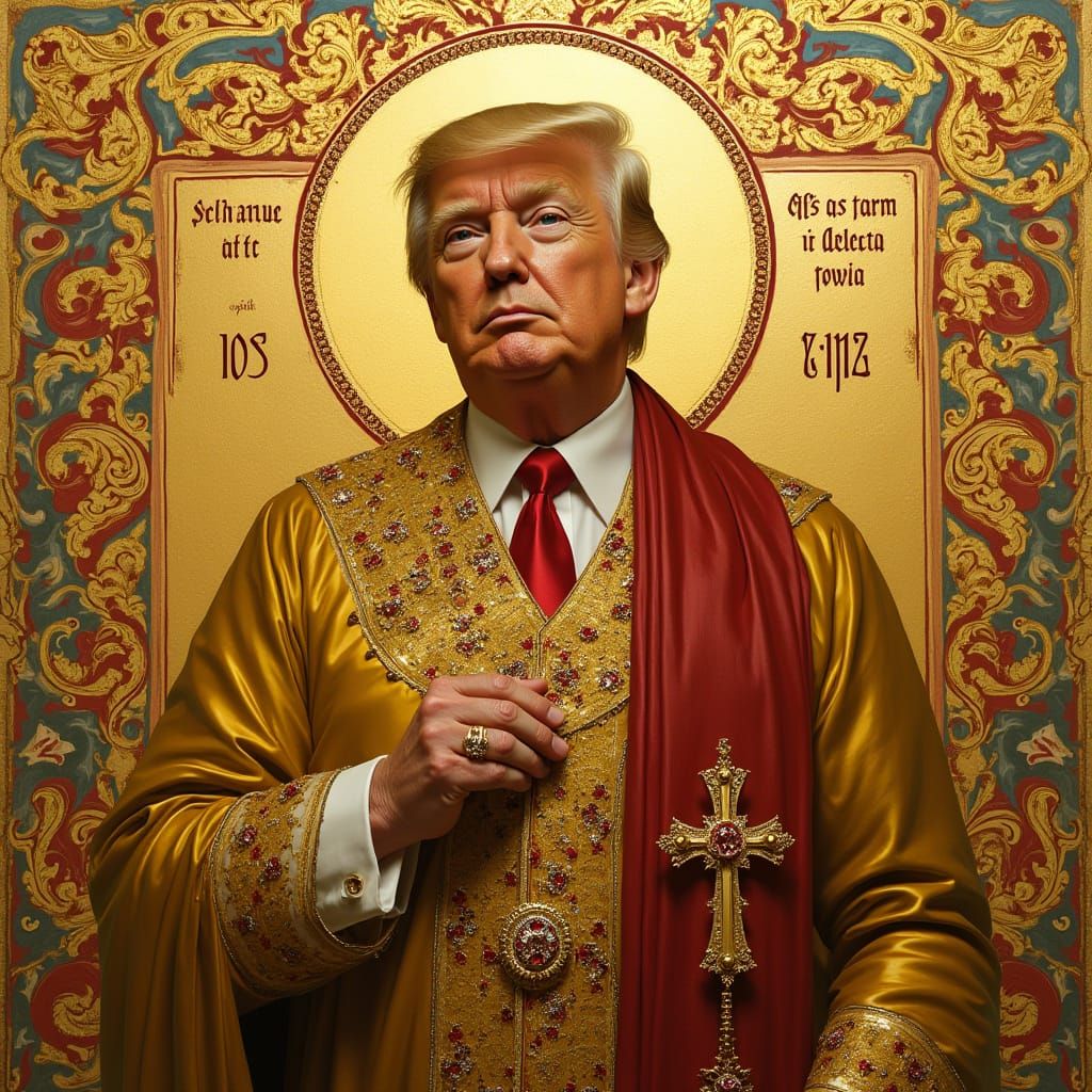 Eastern Orthodox Icon of Donald Trump in Byzantine Style