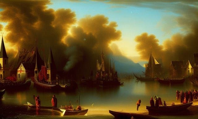 Fantastical Carnival Scene as Detailed Matte Painting