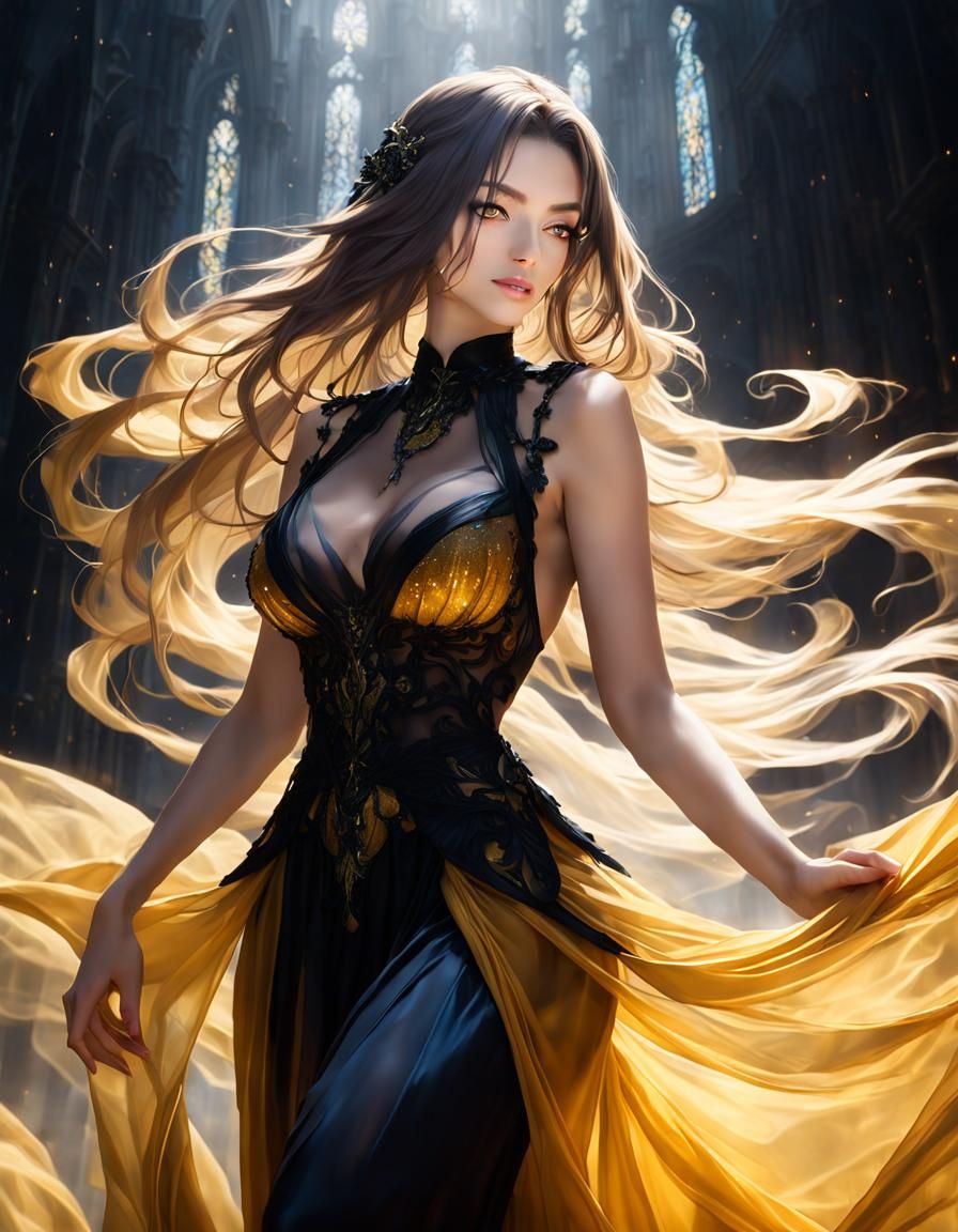 Elegant Dancer in Translucent Cloth: Anime Masterpiece