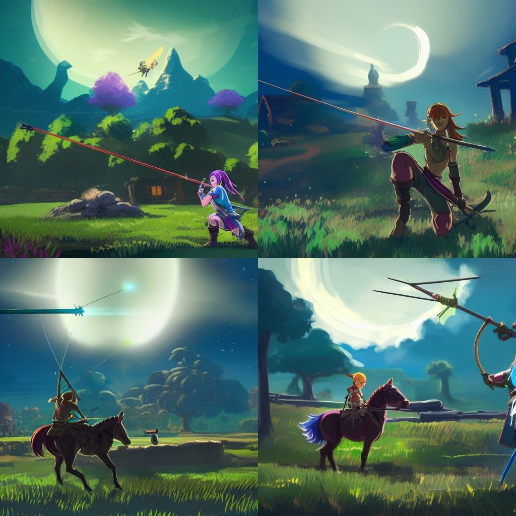 Link Archer in Kakariko Village at Night