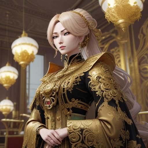 Opulent VIP in Golden Room: 3D Anime Art