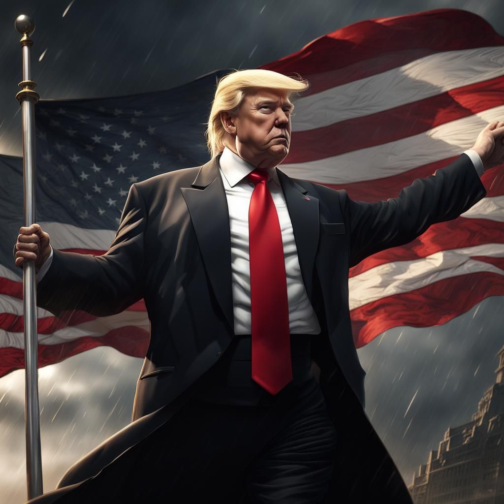 Epic Portrait of Donald Trump in Rain