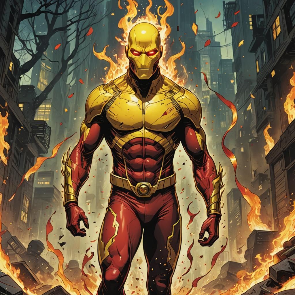 Bald Man in Mask and Fire Tights