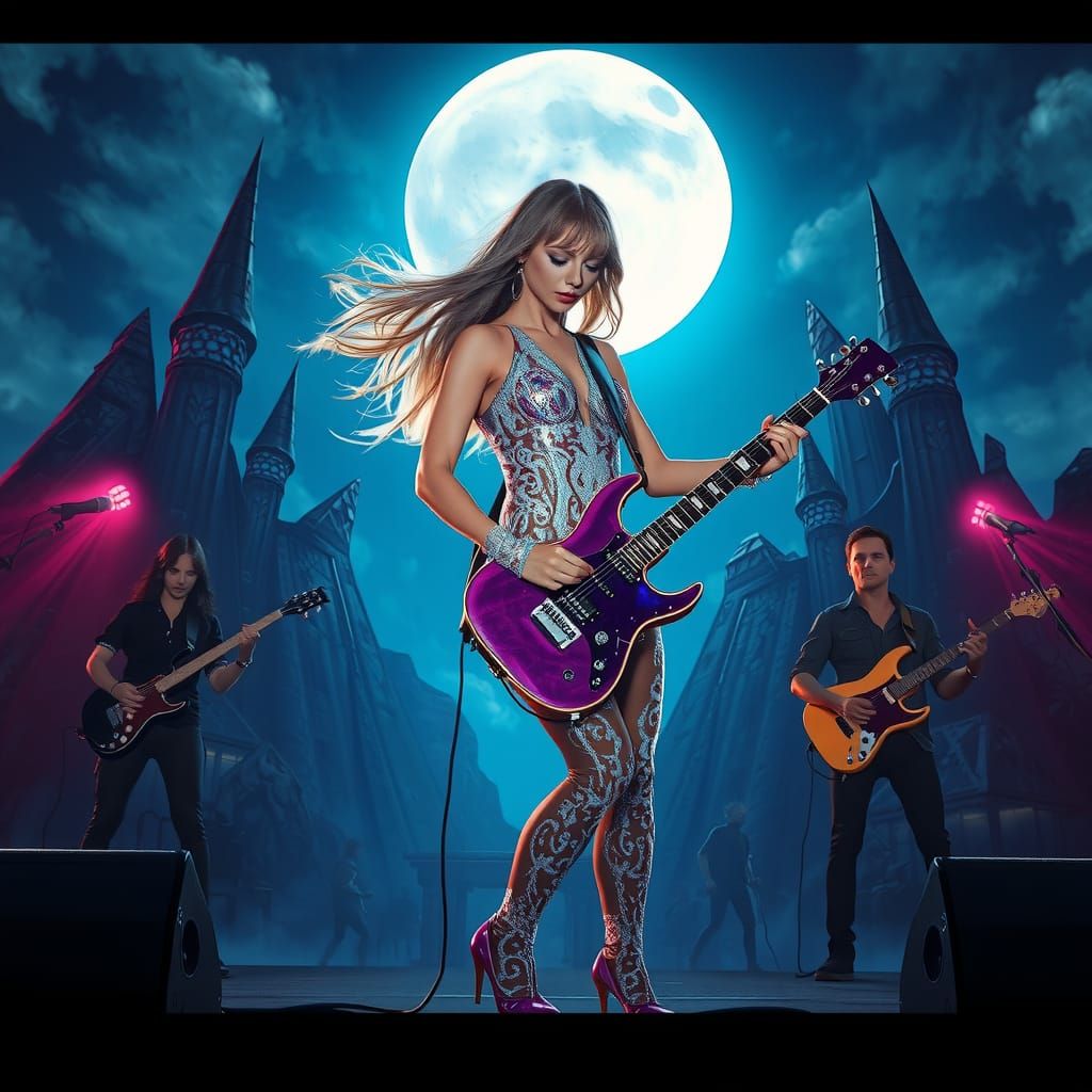 Pop Star Concert in Fantasy Art Style