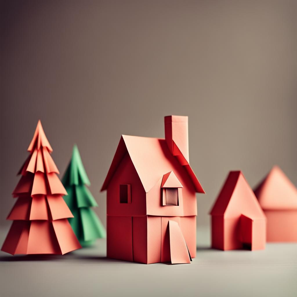 Origami Paper House with Chimney