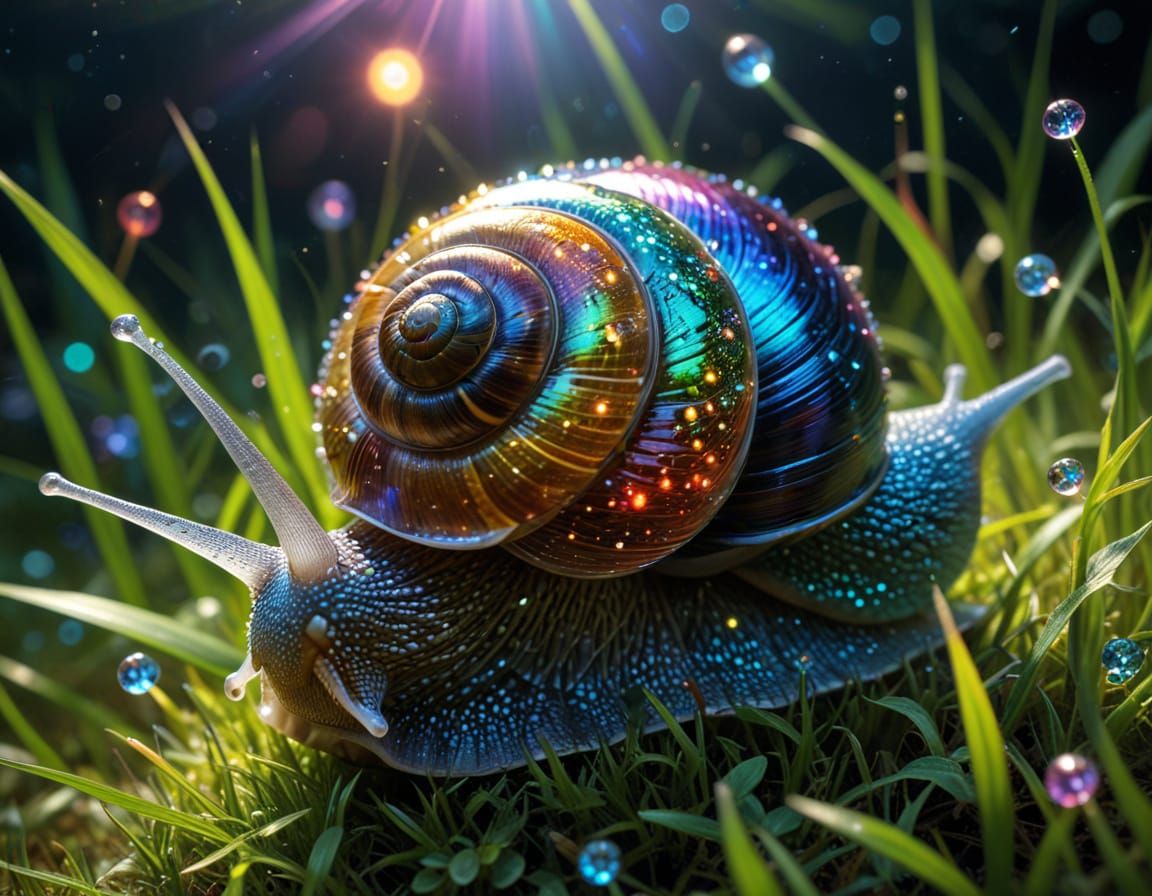 Rainbow Snail with Bioluminescent Shell