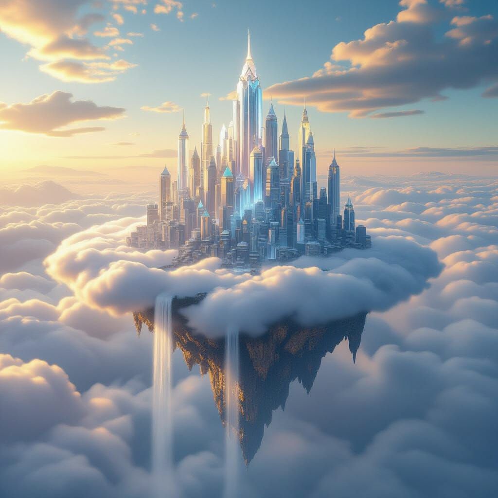 Crystal City Floating on Clouds, Cinematic Film Still