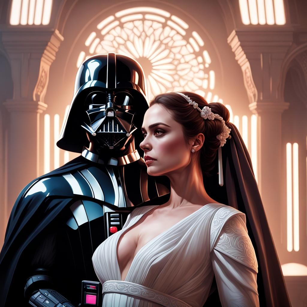 Darth Vader Marries Padme: Hyperdetailed Portrait
