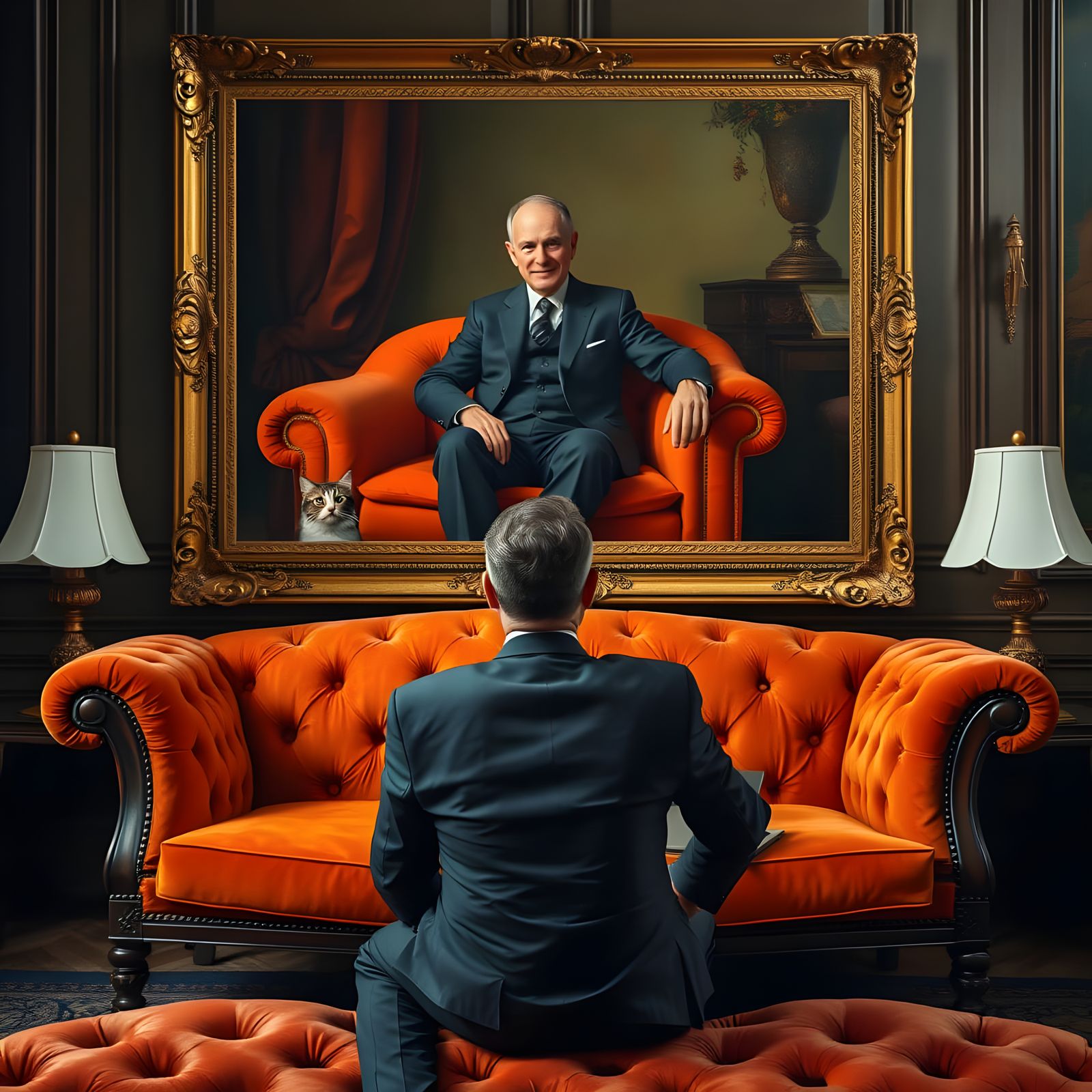 Man gazes at himself in a Regal living room