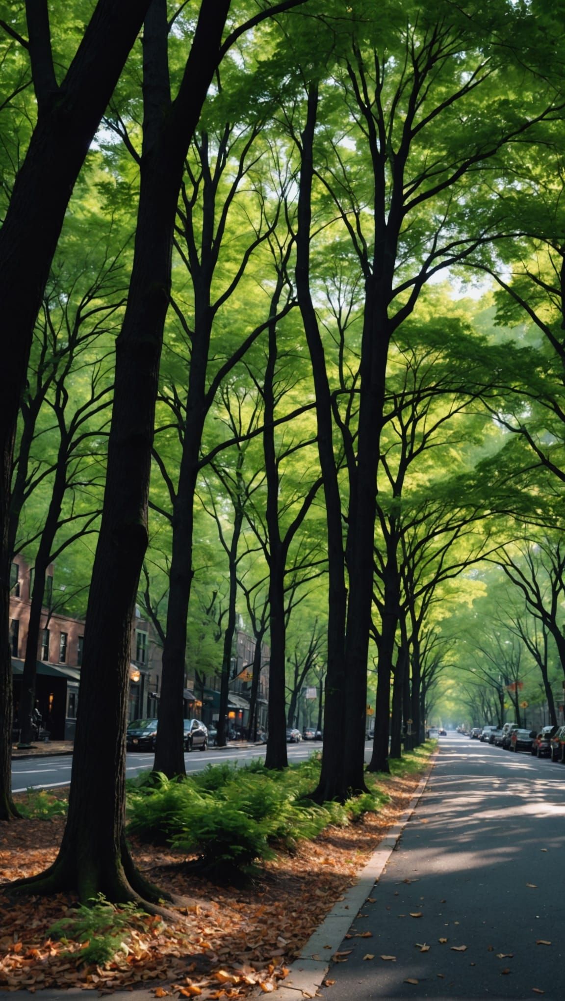 Windy Woods Meet New York Street: Hyperrealistic Image