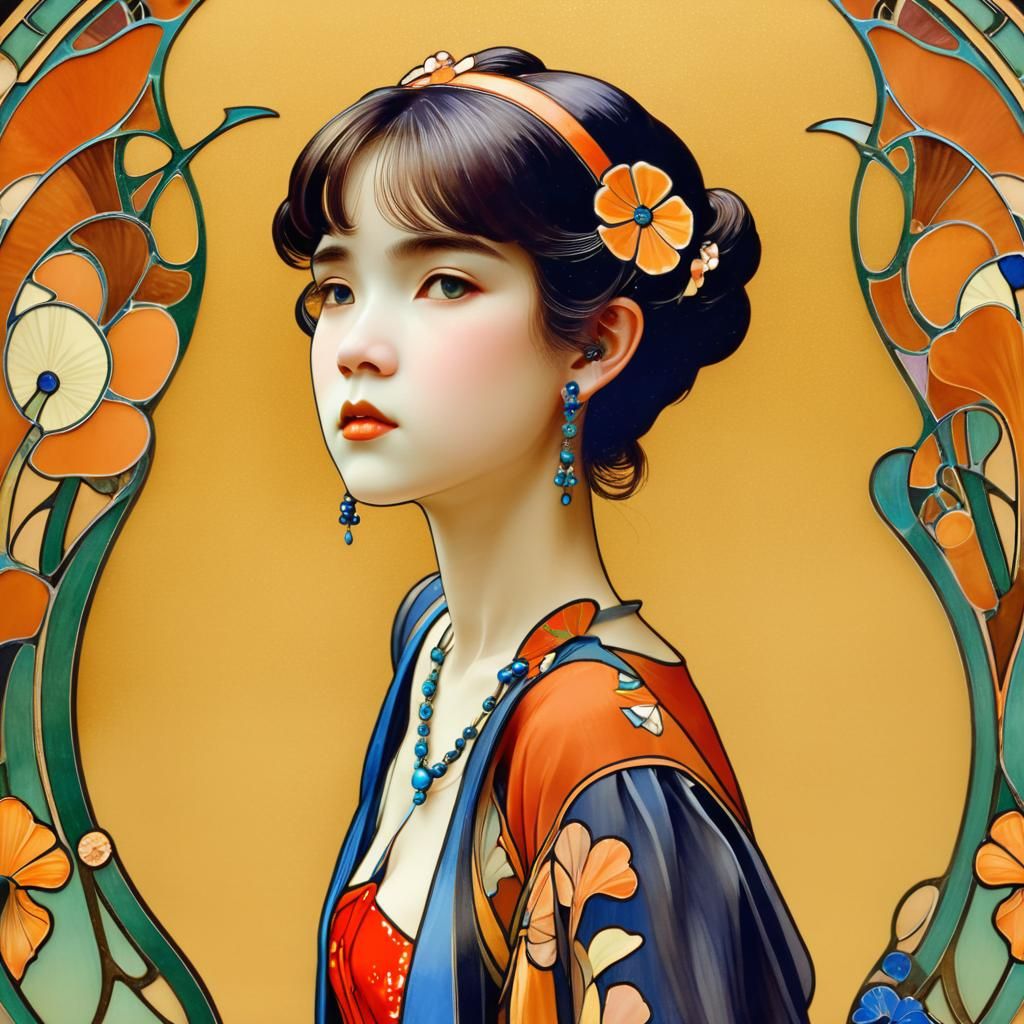 Elegant Art Nouveau Illustration in Jugendstil