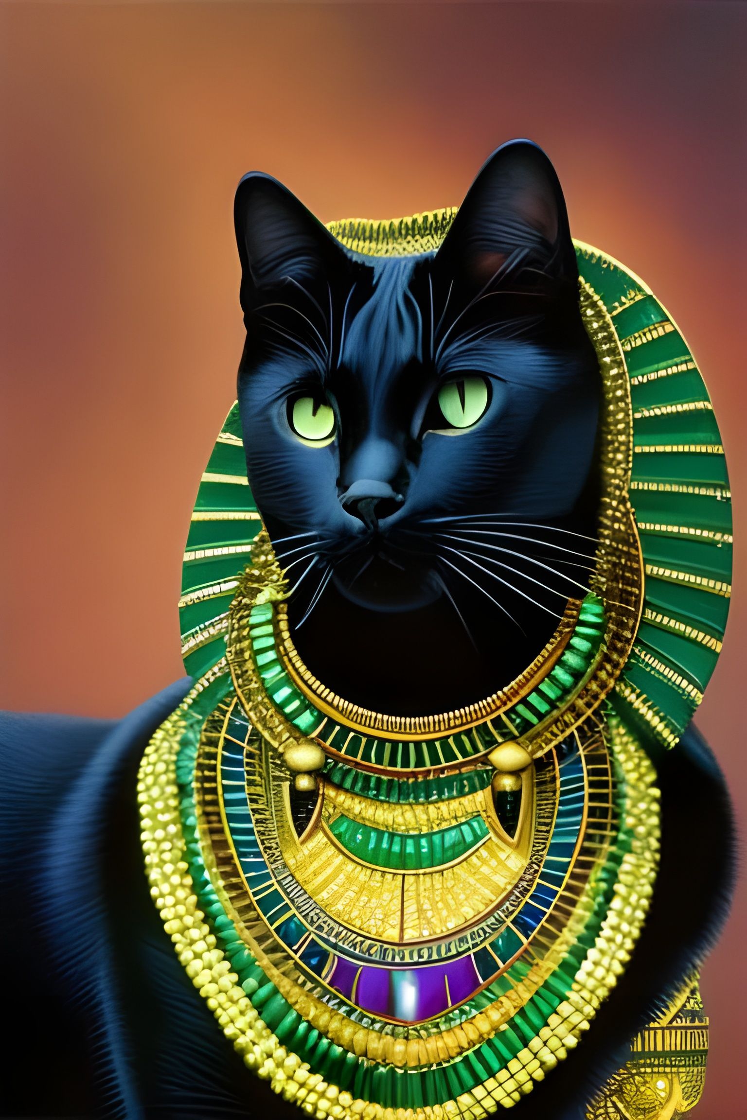 Bastet in Egyptian Jewelry: Hyperrealistic Lowbrow Art