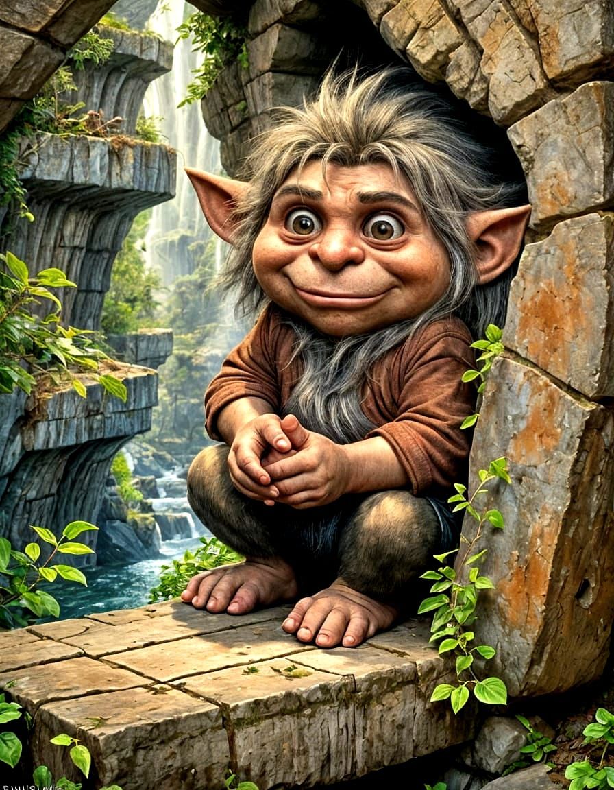A cute troll sitting under his bridge