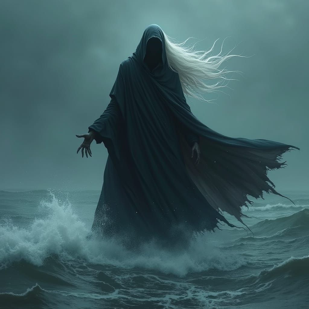 Grim Reaper in Riptide with Flowing White Hair