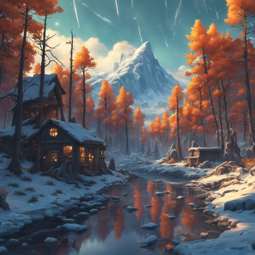 Galactic Winter Wonderland in Fantasy Concept Art Style