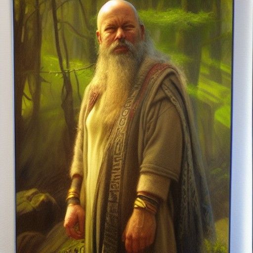 Druid Portrait with Runes, Oil Painting by Gurney