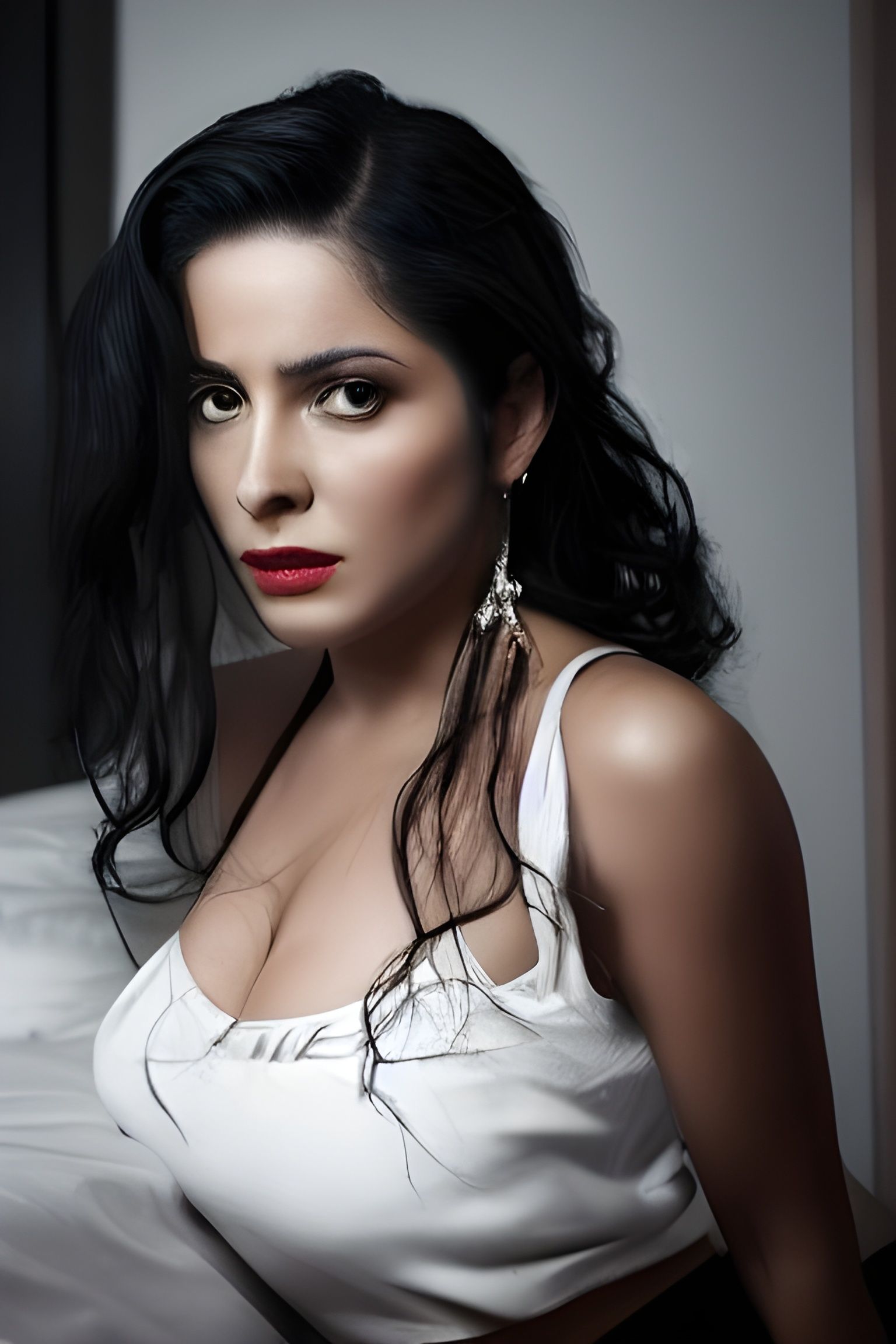 Sensual Latina in Film Noir Style Portrait