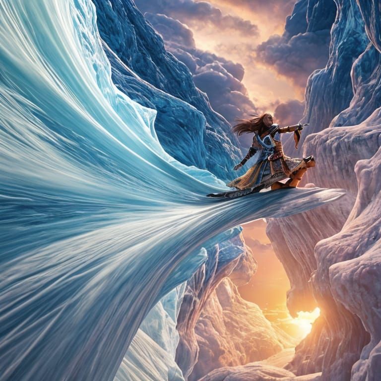 Breathtaking Asian Goddess Amidst Fiery Ocean in 8K Cyberpun...