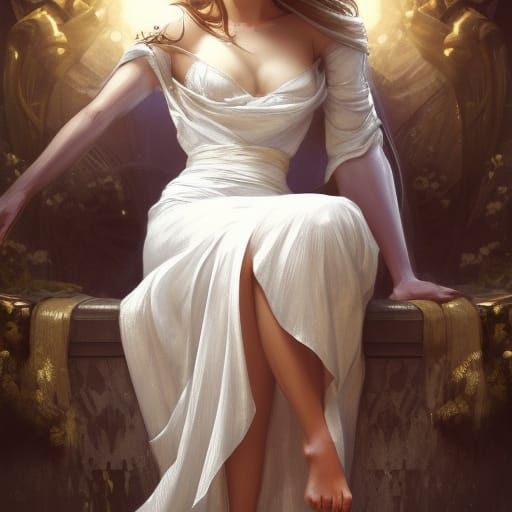 Princess on Throne: Hyperdetailed Art Nouveau Portrait