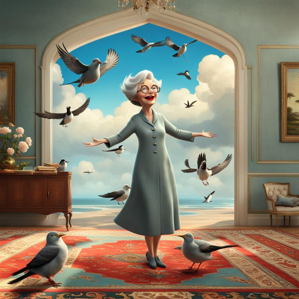 Grandma dances with the seagulls  /02