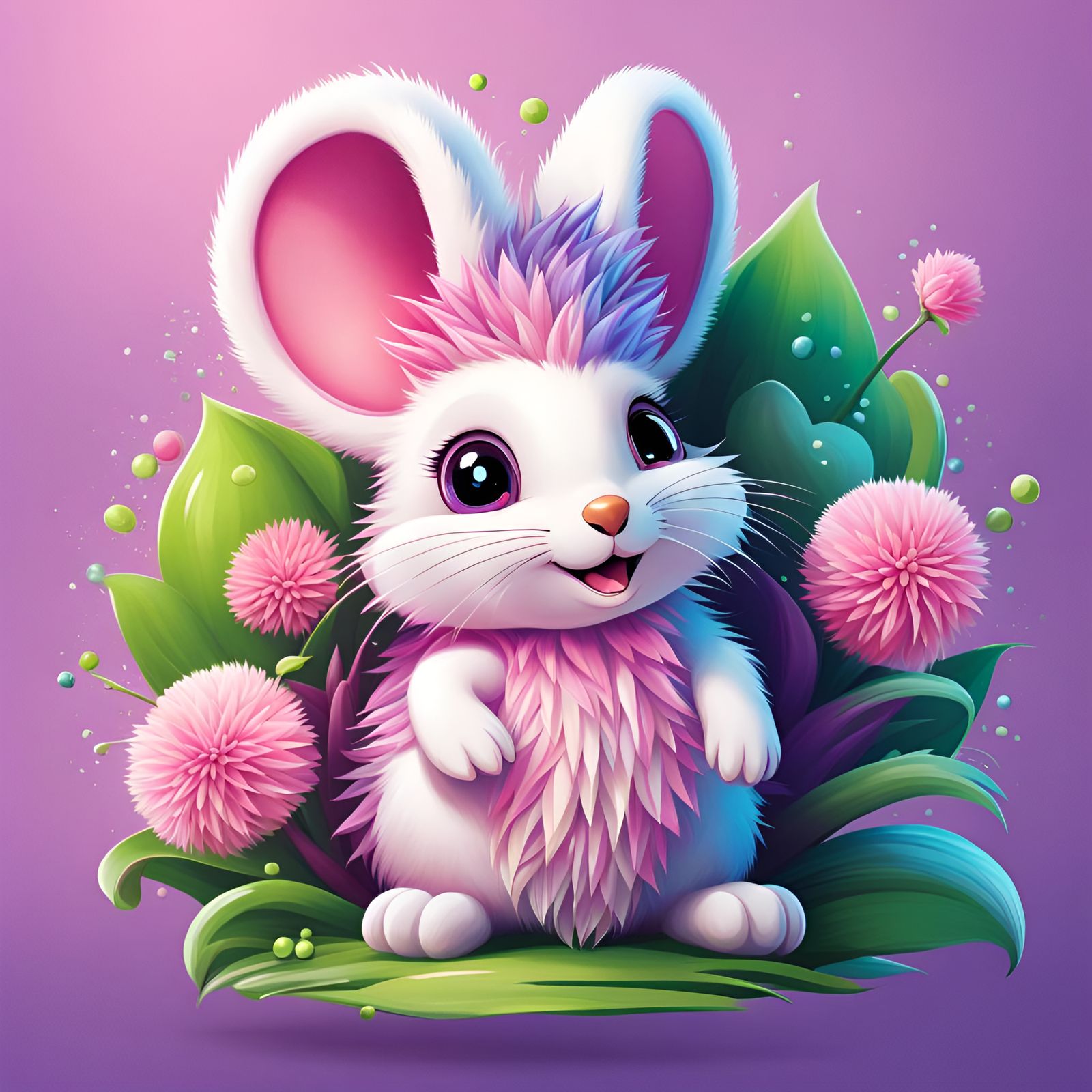 Cheerful Rabbit-Hedgehog Hybrid in Studio Ghibli Style