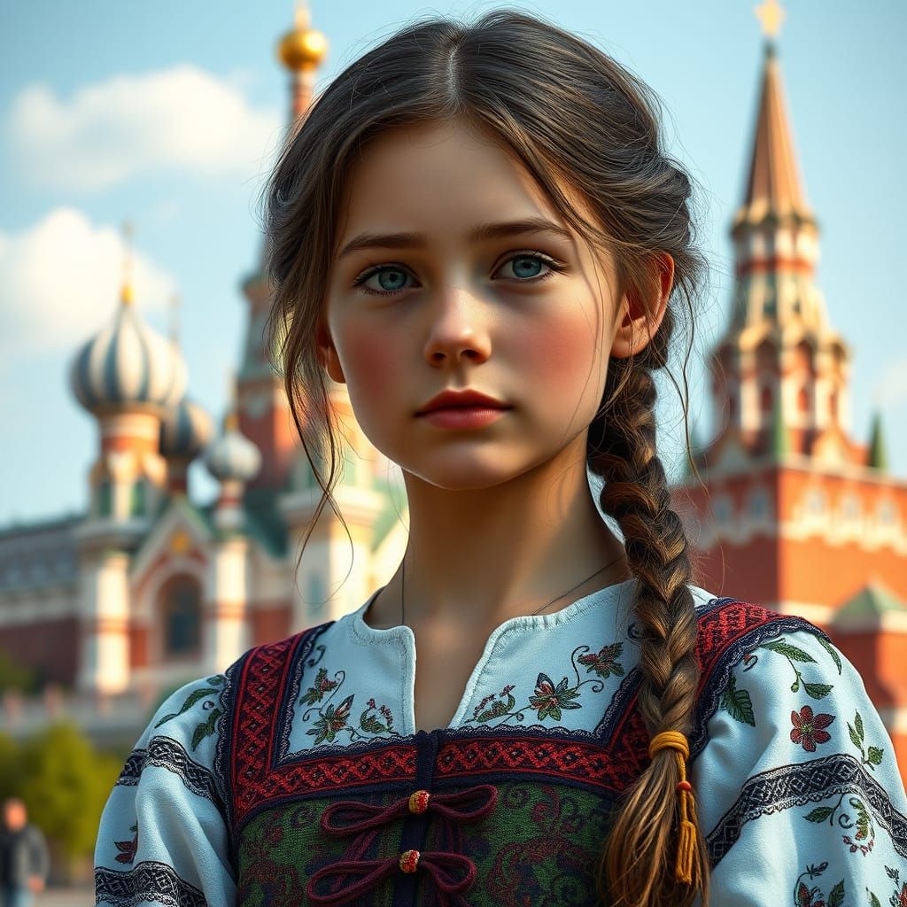 Ethereal Russian Girl in Front of the Kremlin