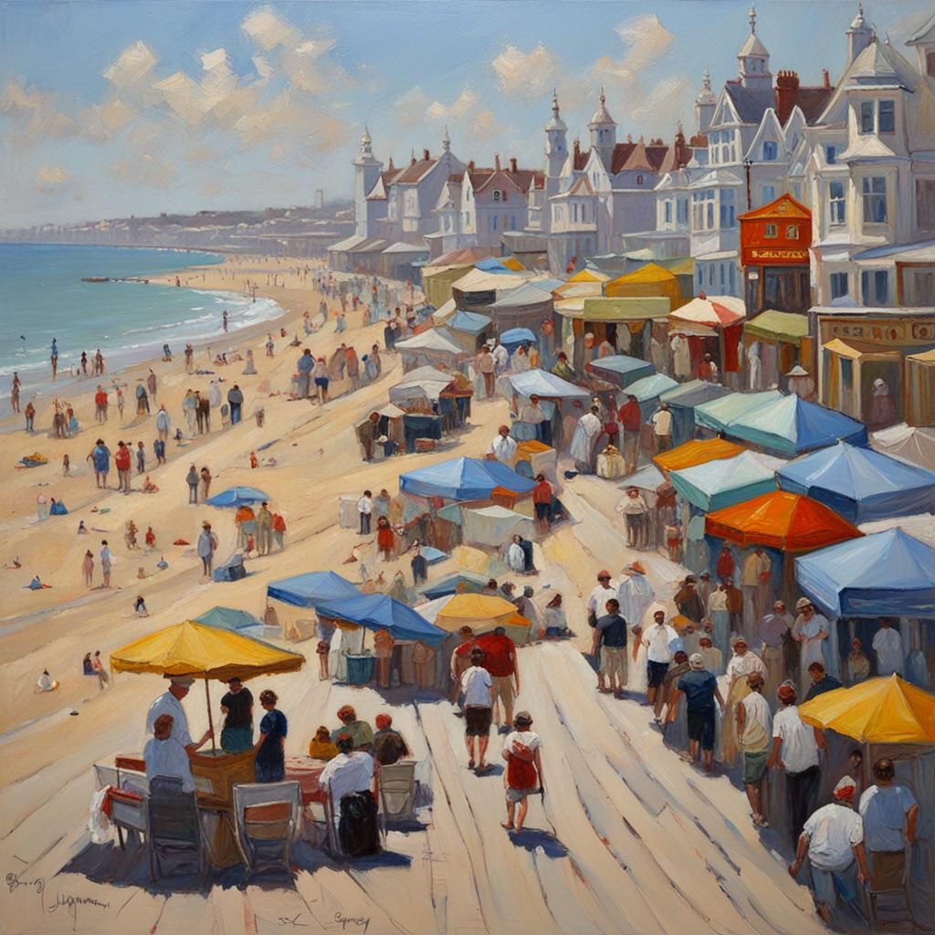 Brighton Beach: An Impressionistic Oil Painting