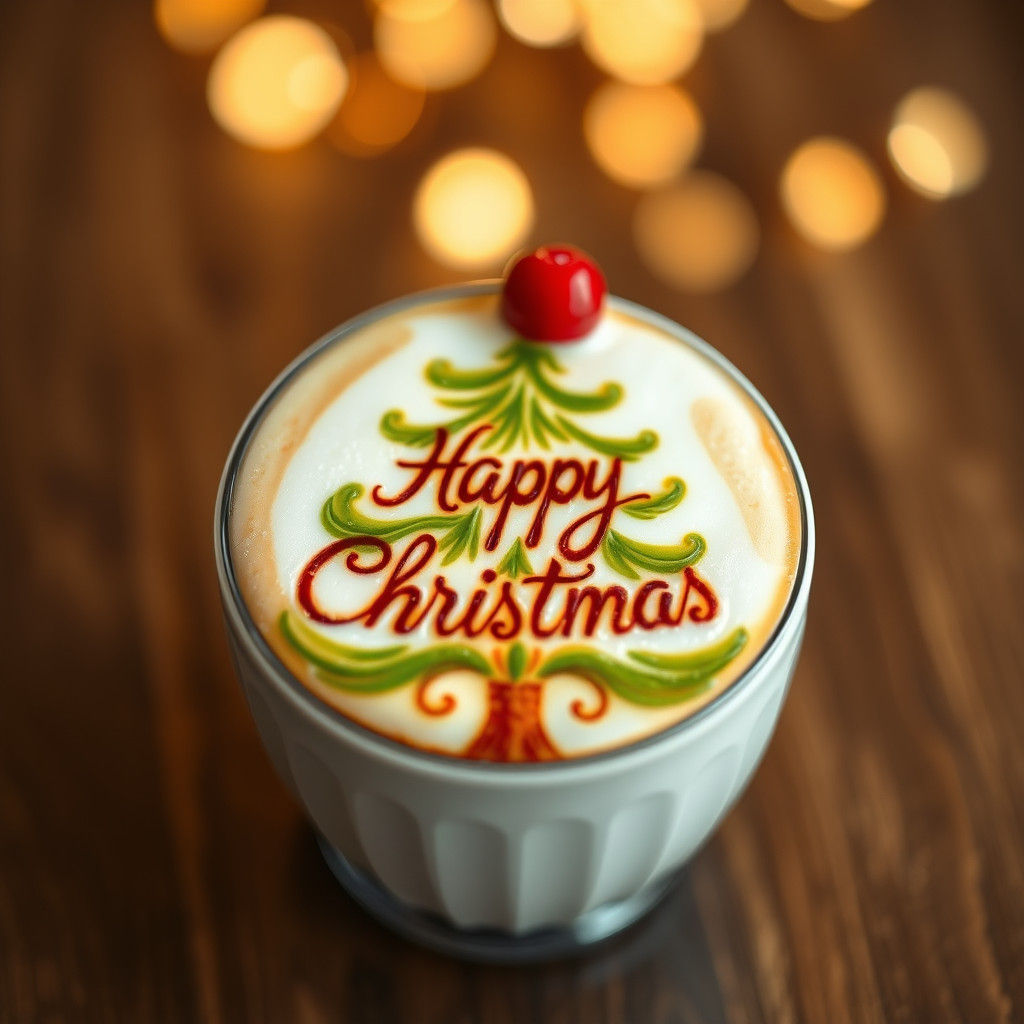 Festive Christmas Tree Latte Art Design