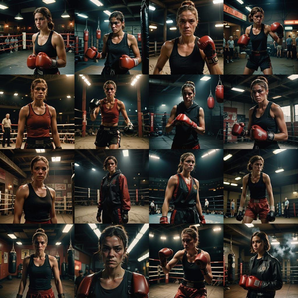 Ethereal Female Boxer in Cinematic Style
