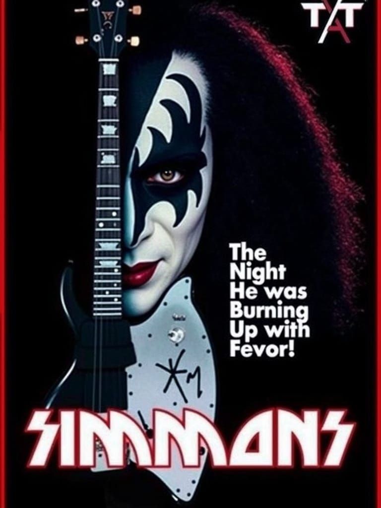 Gene Simmons Portrait with Electric Guitar in Rock Style