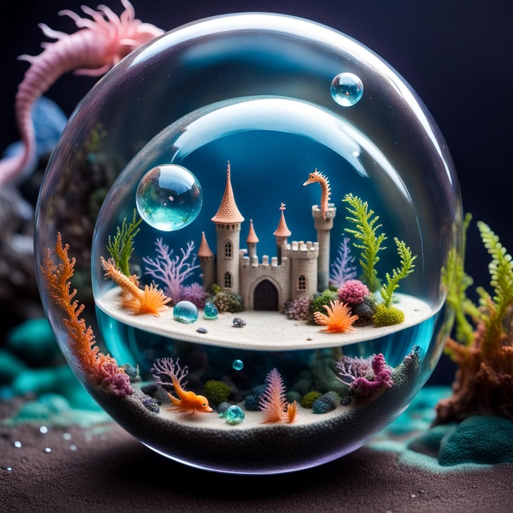 Enchanted Underwater World with Mermaids and Castle