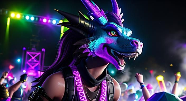 Anthro Dragon at Fortnite Rave