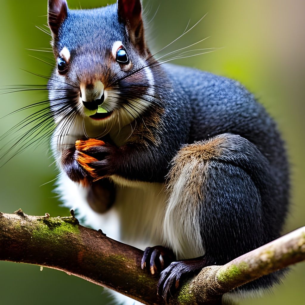 black squirrel with fruit