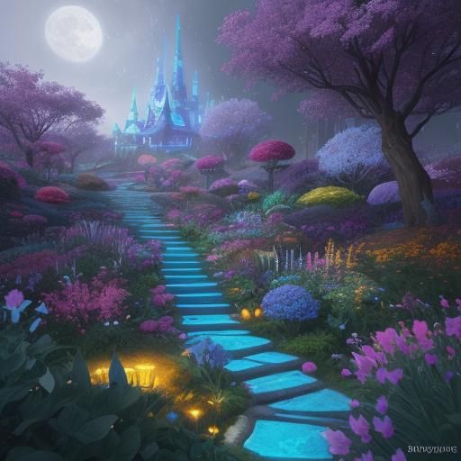 Whimsical Ice Cream Cone in Fantasy Garden