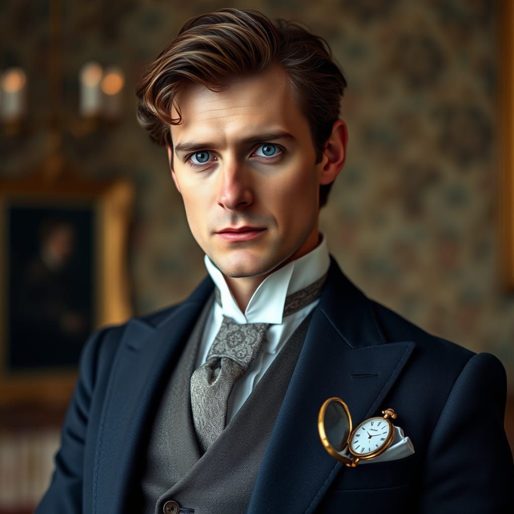 Victorian Gentleman Portrait in Photographic Style