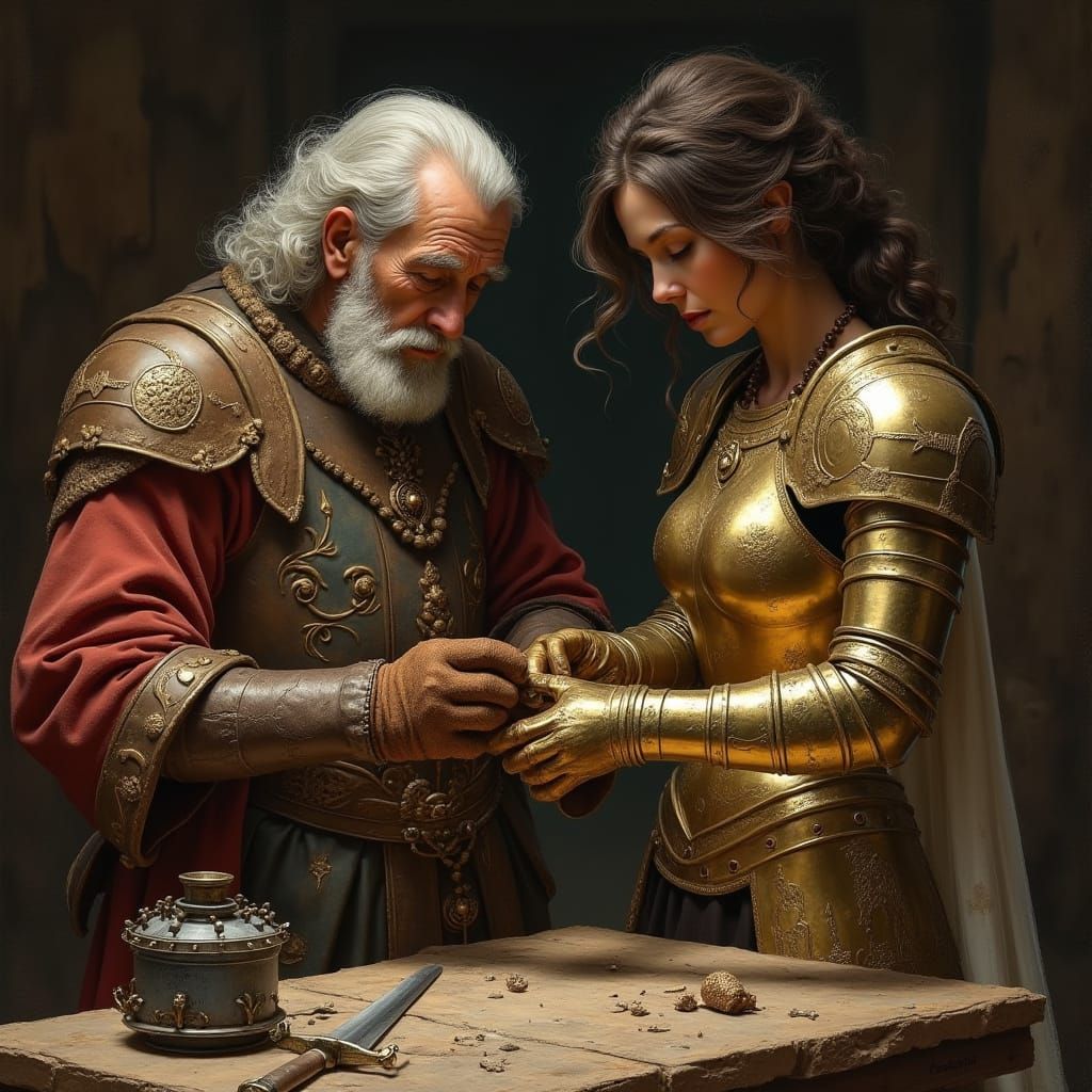 Renaissance Workshop: King, Craftsman, Armored Woman