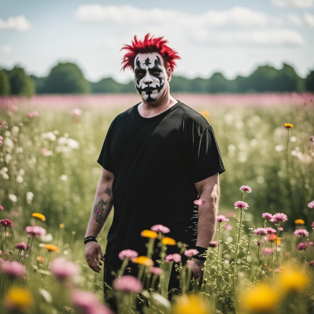 Juggalo Man in Flower Field, Professional Photography