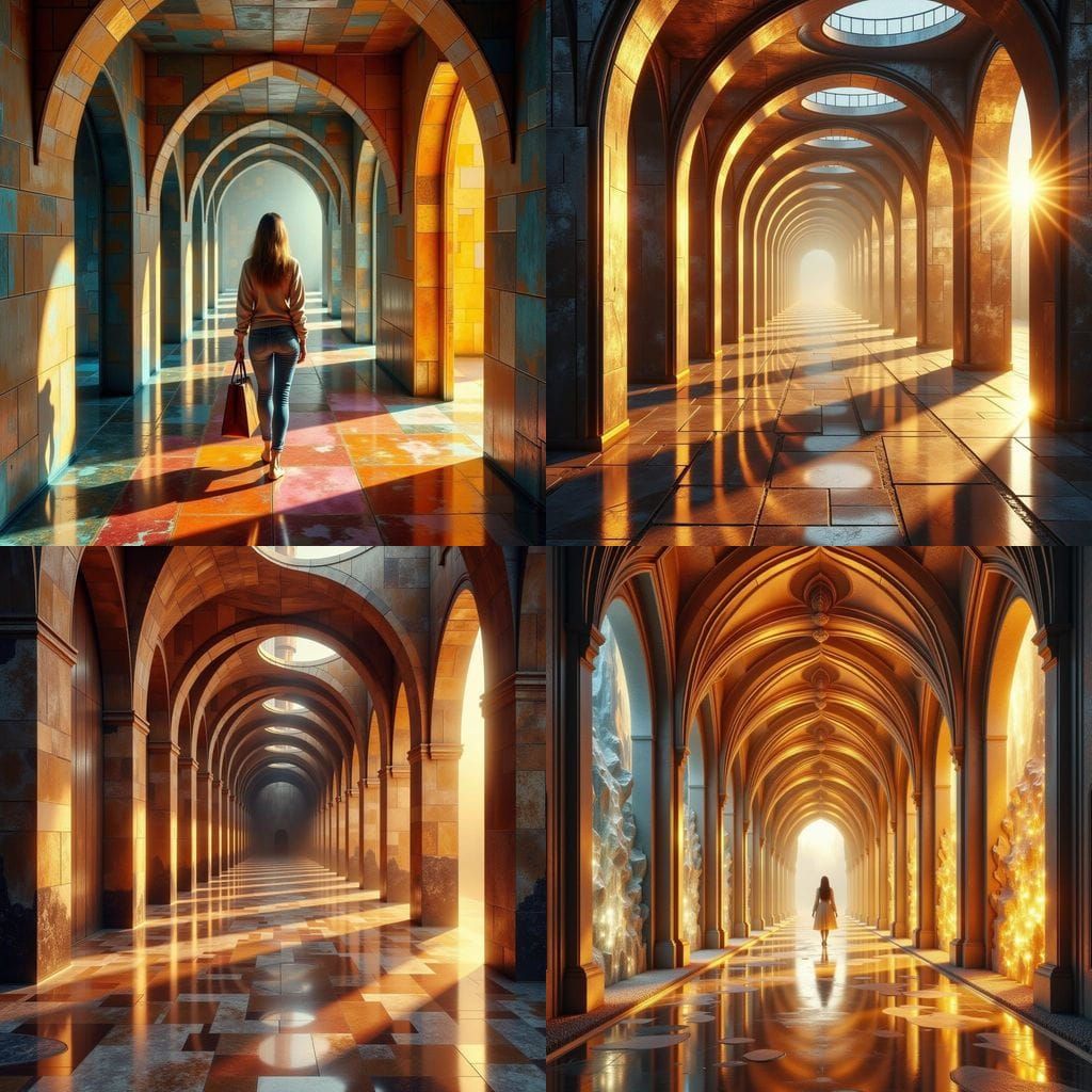 Illuminated Spatial Corridor with Rainbow Refractions