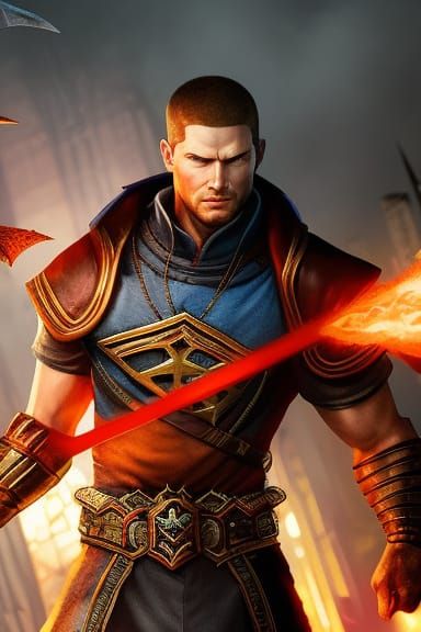 Fantasy Dragon Monk and Sorcerer Digital Art