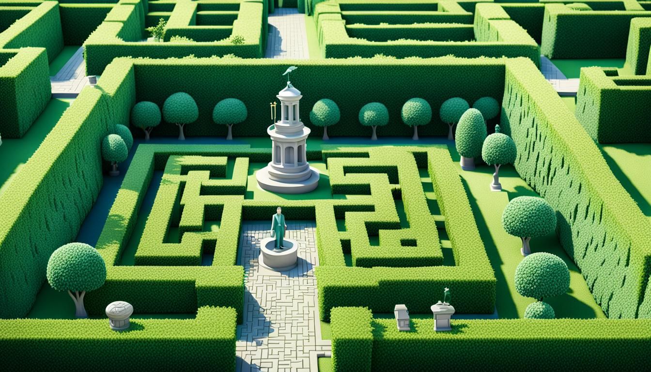 Cartoon CGI Hedge Maze Miniature Map