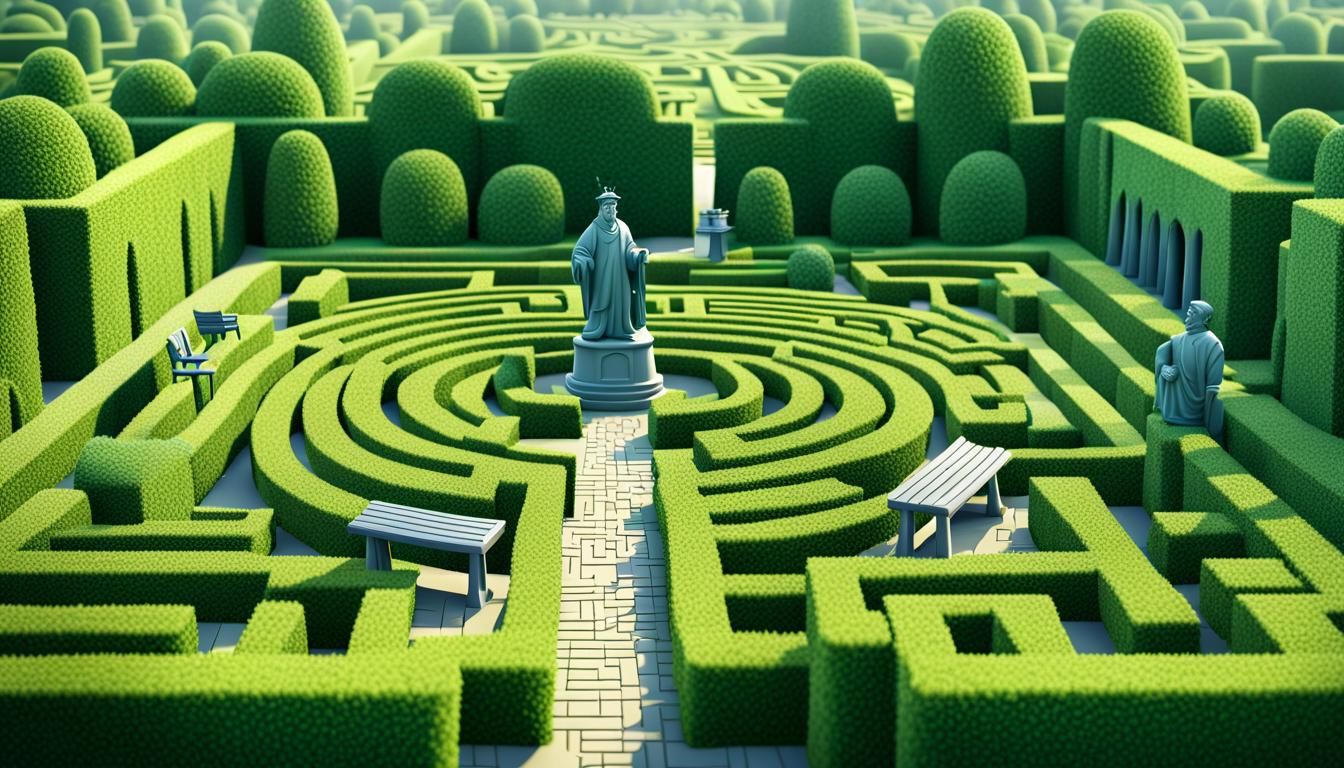 Cartoon Hedge Maze Miniature Map in CGI