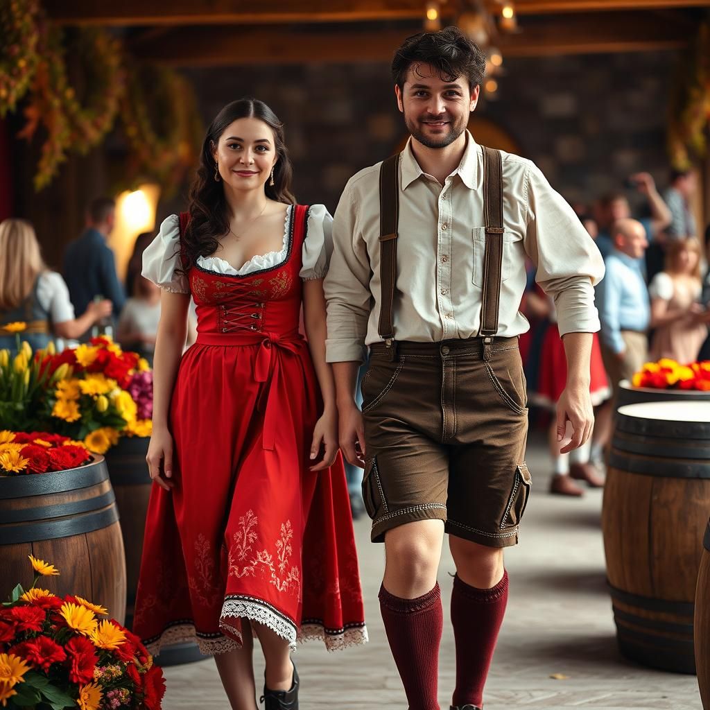Oktoberfest: Bavarian Couple in Traditional Dress