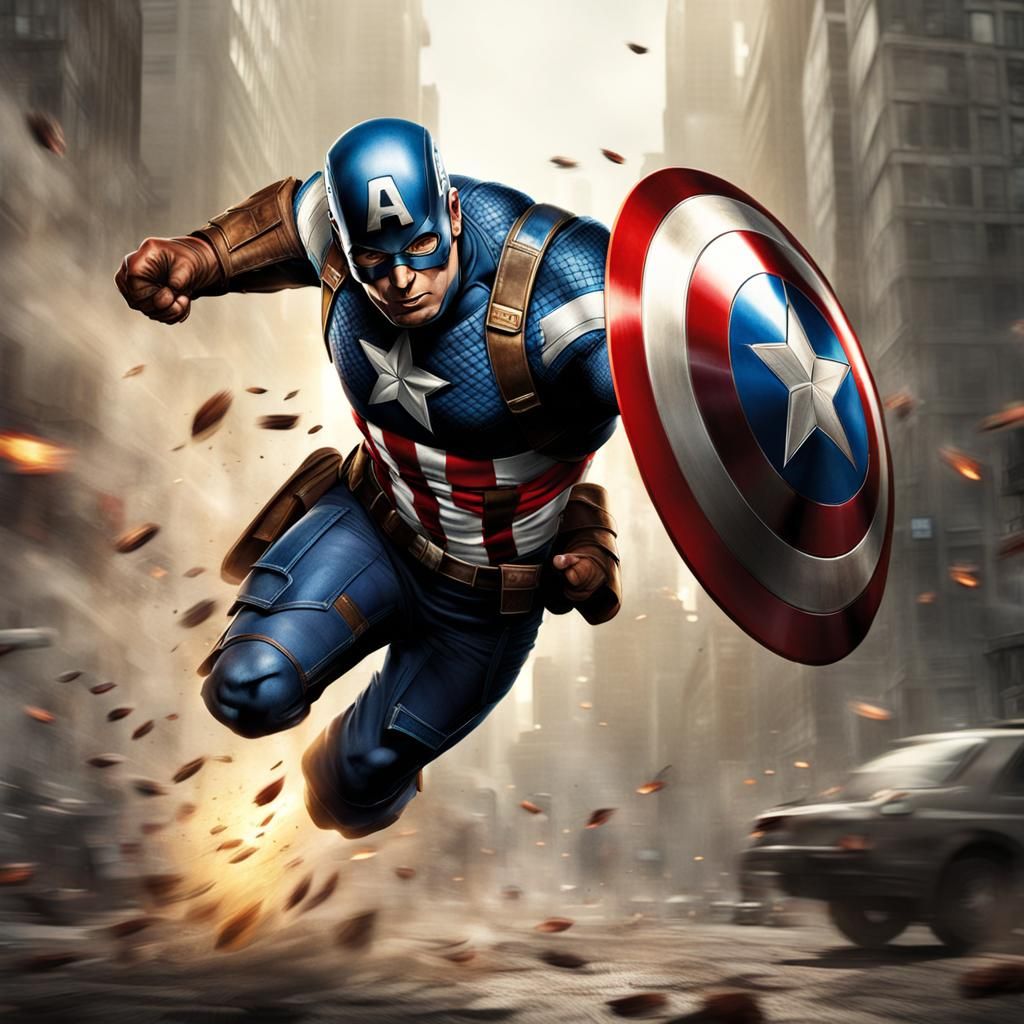 Realistic Captain America Throws Shield