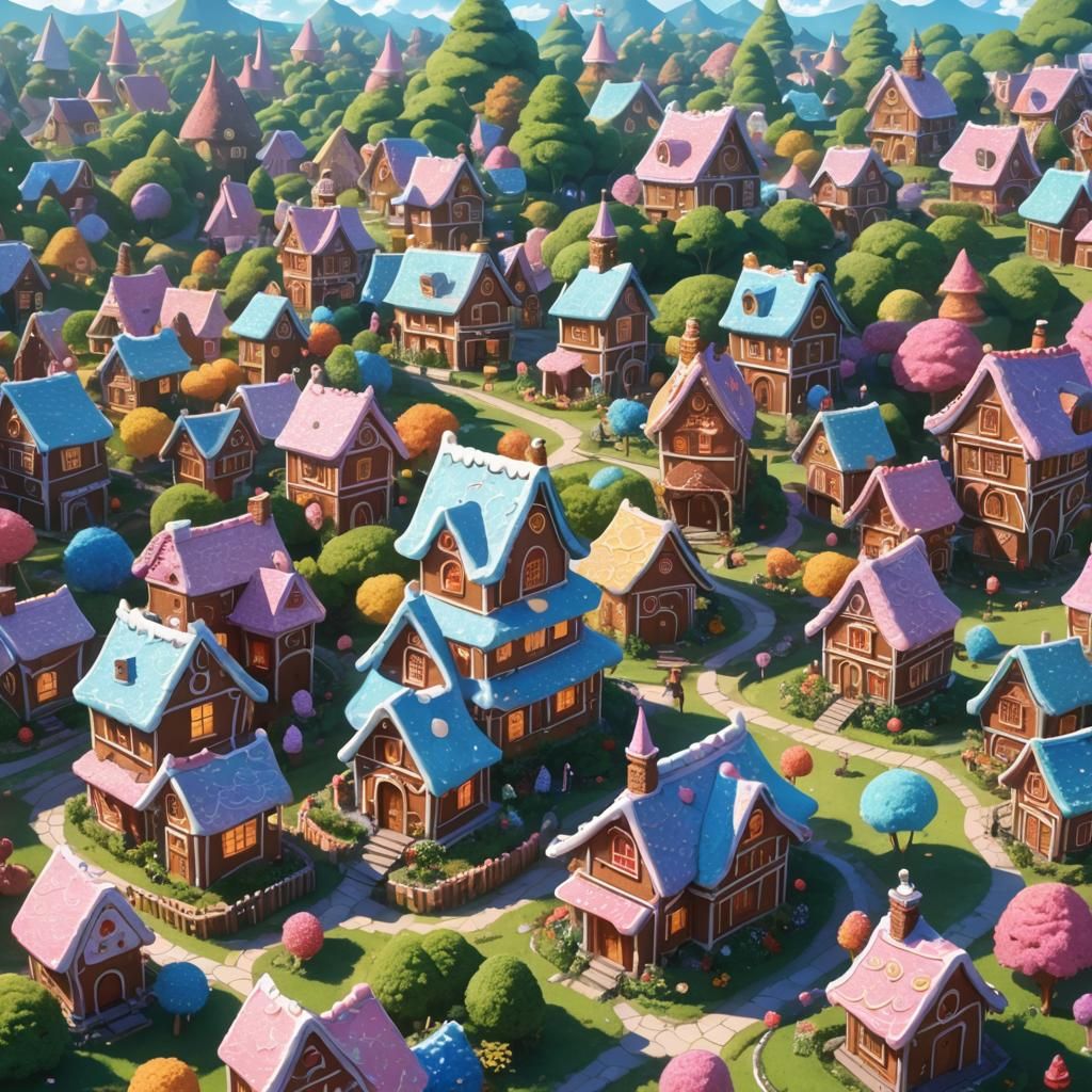 Anime Candyland Gingerbread Village: Studio Ghibli Style